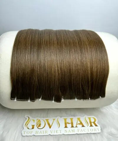 Genius Weft Extensions 18 Inch Bone Straight Dark Brown Human Hair 5 Genius weft extensions dark brown on roller
