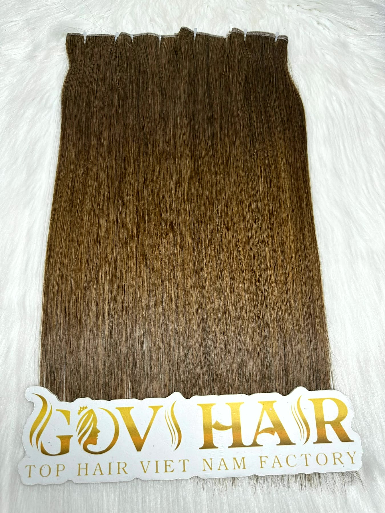Genius Weft Extensions 18 Inch Bone Straight Dark Brown Human Hair 2 Genius weft extensions 18 inch dark brown