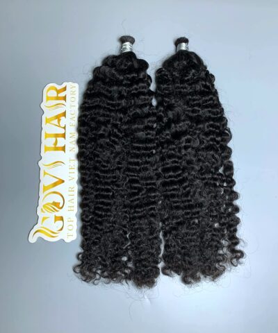 Burmese curly braiding hair raw bulk close up