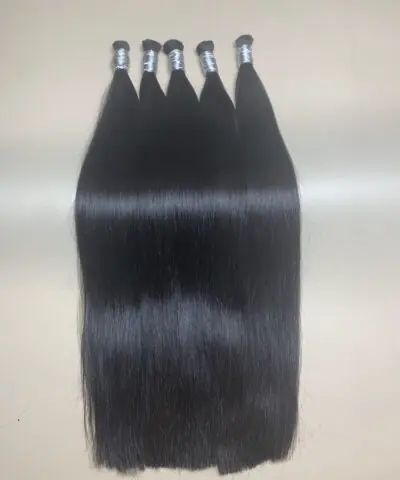 Raw Vietnamese bulk hair, straight, natural black 1B, 24 inch, Double Drawn
