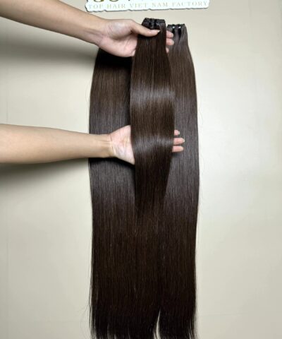 raw hair bundles in natural brown close up view 4