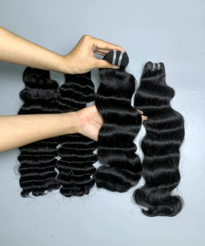 raw hair bundles with deep curly and natural wave close up view 5