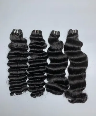 Raw Vietnamese weft hair bundles, deep curly and natural wave, natural black 1B, 20 inch, Super Double Drawn - view 2