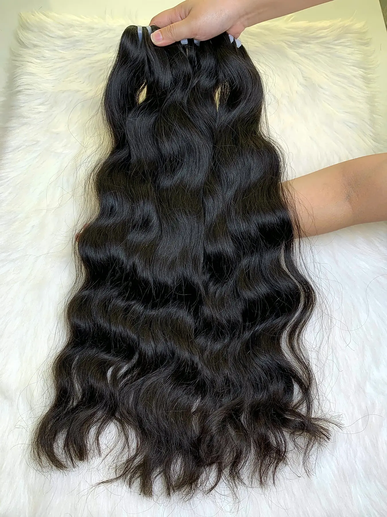 22 Inch Natural Wave Hair Super Double Drawn Raw Bundles Wholesale 3 Natural wave hair raw weft side view