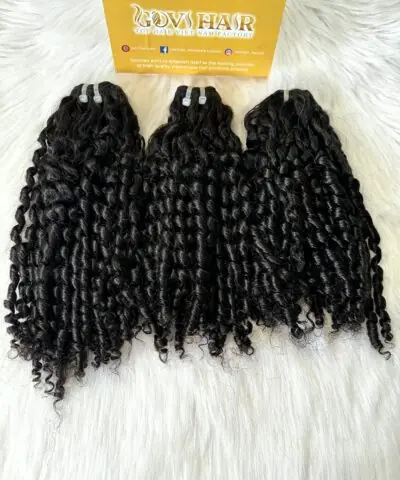 Pixie curly hair super double drawn laid flat