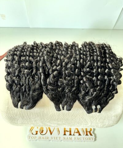 18 Inch Pixie Curly Hair Super Double Drawn Raw Bundles Wholesale 7 Pixie curly hair bundles top down view