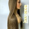 Highlight Wig Human Hair 5x5 HD Lace Closure 22 Inch Mix Piano Color 6 Highlight wig mix piano side view