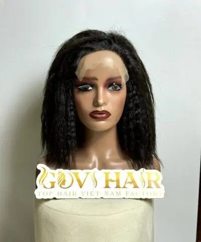 Kinky straight wig natural black front view