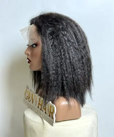 Kinky straight wig 10 inch side view