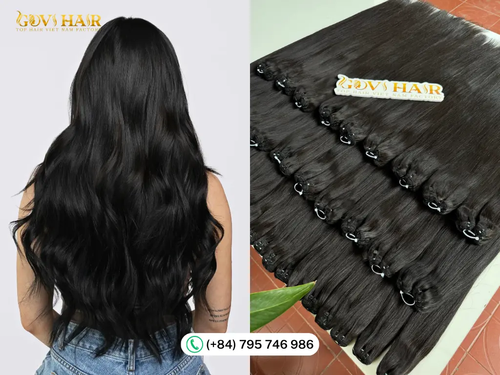 Wholesale machine weft hair extensions bundles from Vietnam