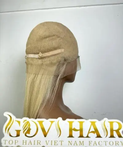 Short Blonde Full Lace Wig 14 Inch Straight Human Hair 180% Density 7 Blonde full lace wig cap and lace