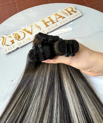 18 Inch Balayage Weft Hair Extensions Scandinavian Blonde Bone Straight 7 Balayage weft hair extensions weft tracks