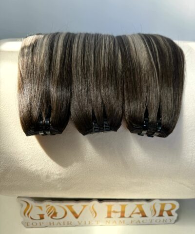 18 Inch Balayage Weft Hair Extensions Scandinavian Blonde Bone Straight 8 Balayage weft hair extensions three bundles