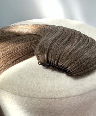24 Inch Ash Brown Hair Extensions #7.1 Feather Weft Bone Straight 7 Feather weft bonds on ash brown hair extensions