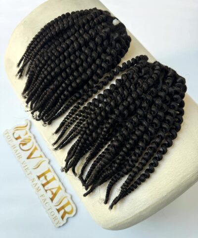 Spring curl hair extensions #1B weft bundles