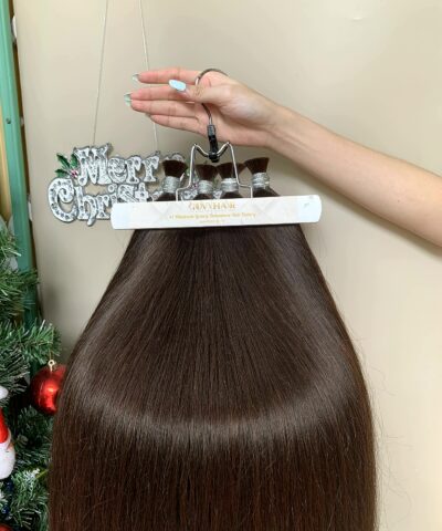 Human hair bulk 26 inch dark brown display