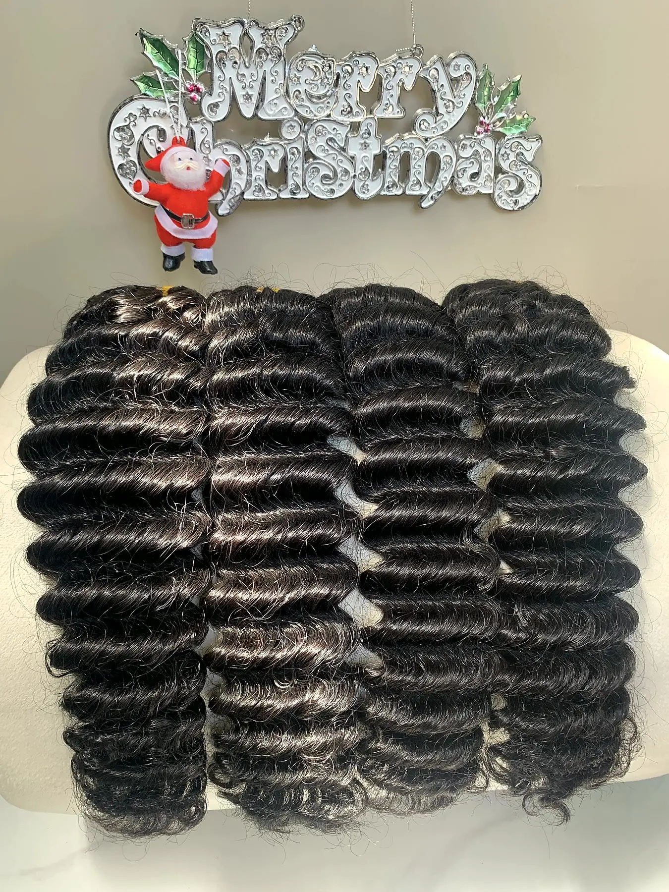 26 Inch Raw Deep Wave Bundles #1B Natural Black Double Drawn Hair 3 Raw deep wave bundles 26 inch weft view