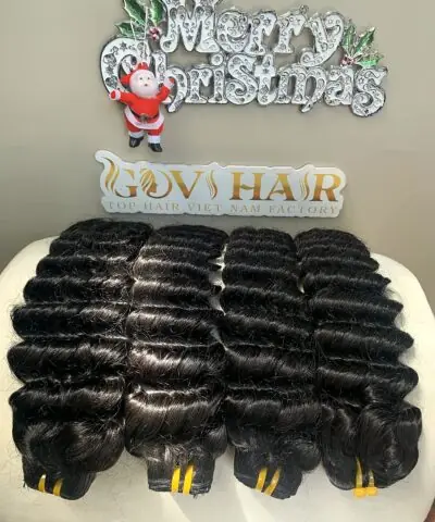 26 Inch Raw Deep Wave Bundles #1B Natural Black Double Drawn Hair 7 Raw deep wave bundles 26 inch #1B close up