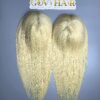 Blonde human hair topper 14 inch front view