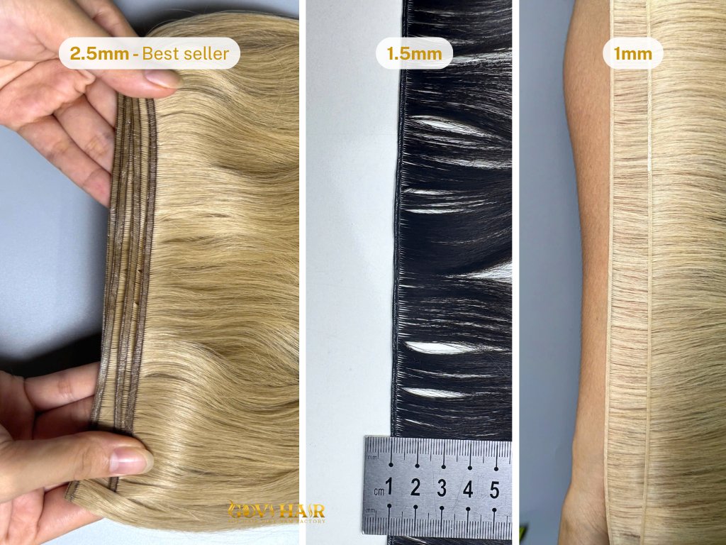 1mm 1.5mm and 2.5mm genius weft seams compared
