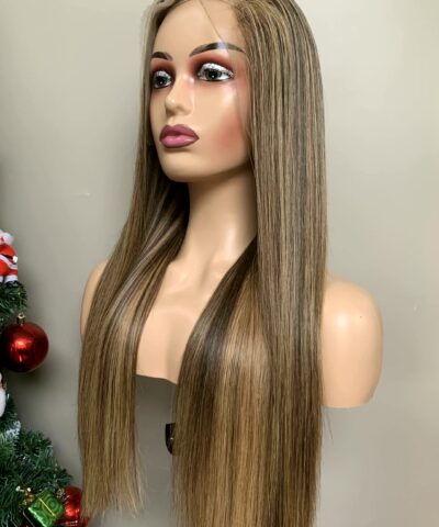 13x4 Lace Front Wig 20 Inch Bone Straight Mix Piano Highlight HD Lace 10 13x4 lace front wig mix piano angled view