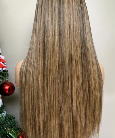 13x4 Lace Front Wig 20 Inch Bone Straight Mix Piano Highlight HD Lace 15 13x4 lace front wig 20 inch back view