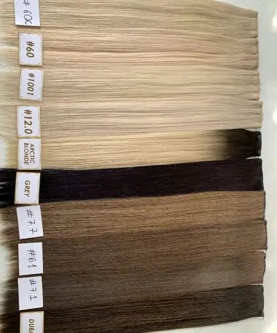 20 Inch Genius Weft Hair Extensions 2.5mm Silky Straight Super Double Drawn, 10 Shades 15 20 inch genius weft colour chart ten shades
