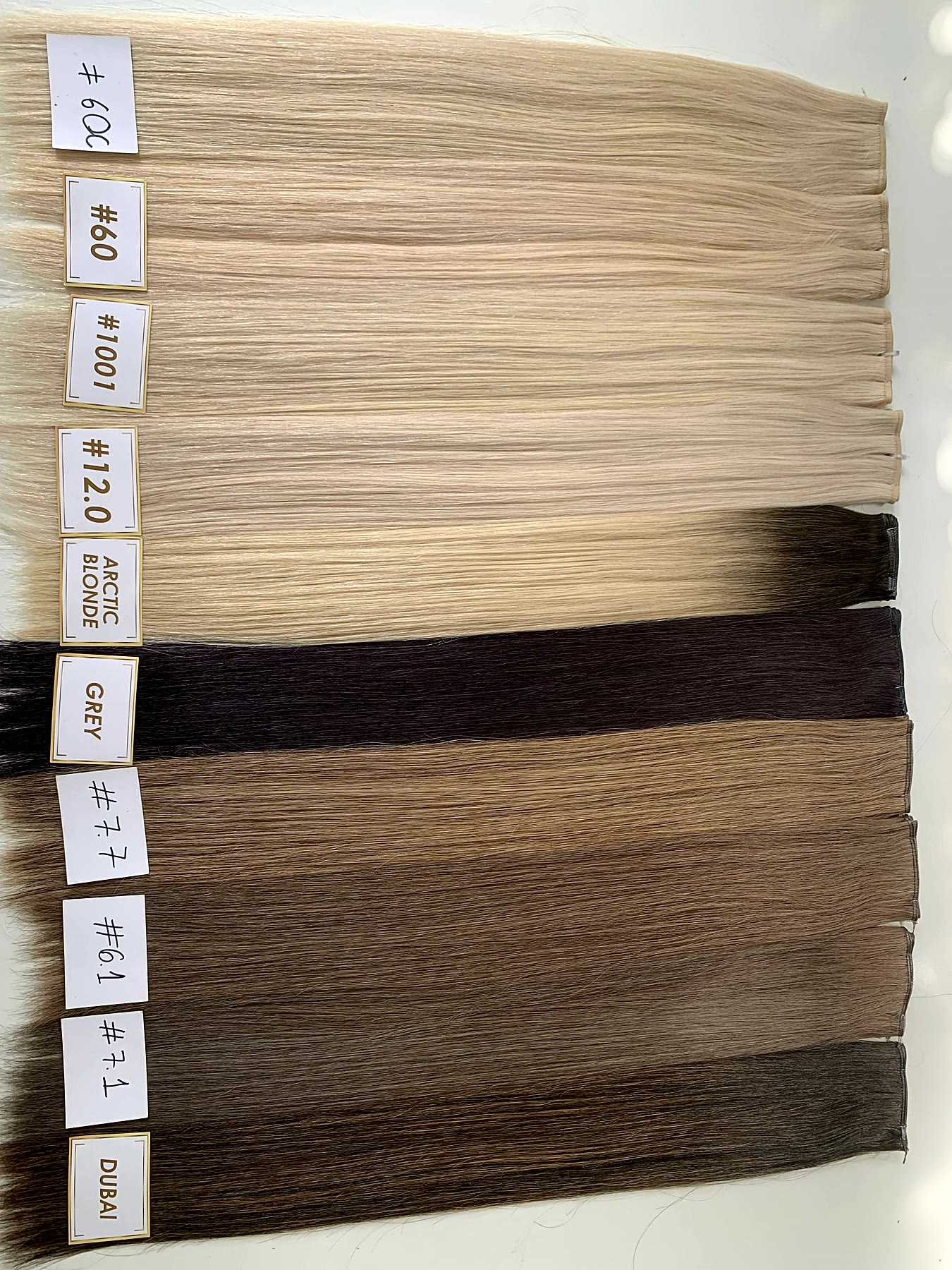20 Inch Genius Weft Hair Extensions 2.5mm Silky Straight Super Double Drawn, 10 Shades 2 20 inch genius weft colour chart ten shades
