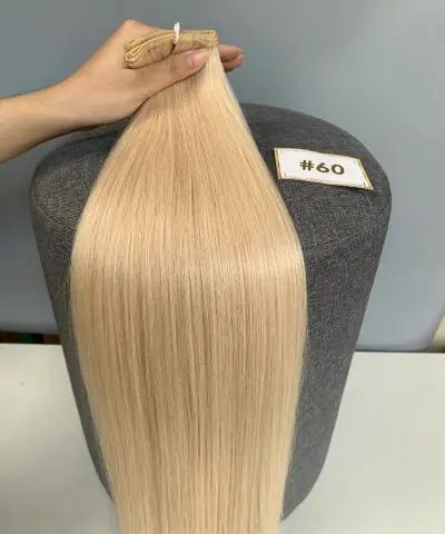 20 Inch Genius Weft Hair Extensions 2.5mm Silky Straight Super Double Drawn, 10 Shades 17 20 inch genius weft #60 platinum blonde