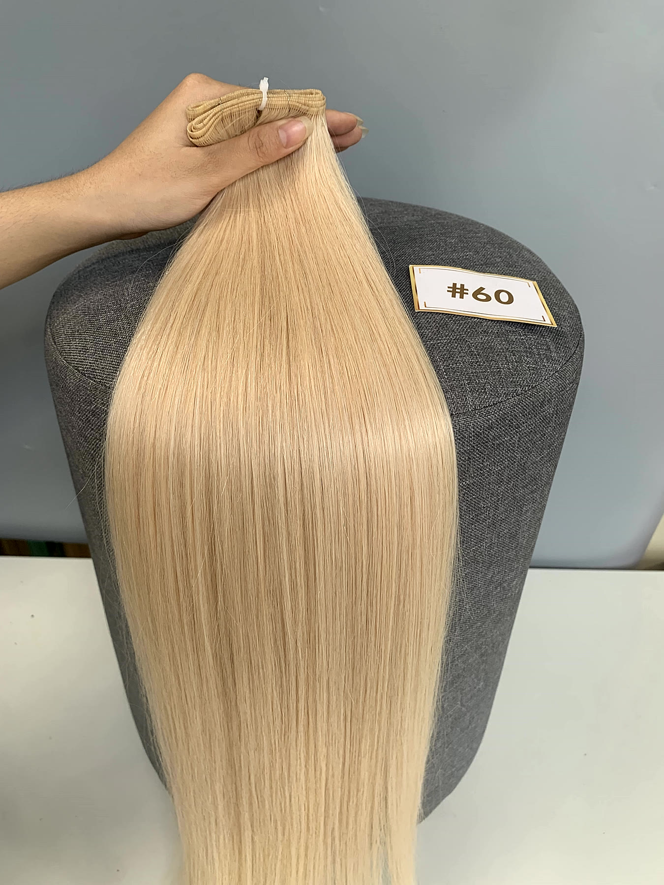 20 Inch Genius Weft Hair Extensions 2.5mm Silky Straight Super Double Drawn, 10 Shades 4 20 inch genius weft #60 platinum blonde