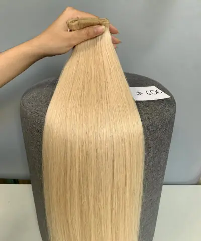 20 Inch Genius Weft Hair Extensions 2.5mm Silky Straight Super Double Drawn, 10 Shades 18 20 inch genius weft #60C blonde silky straight