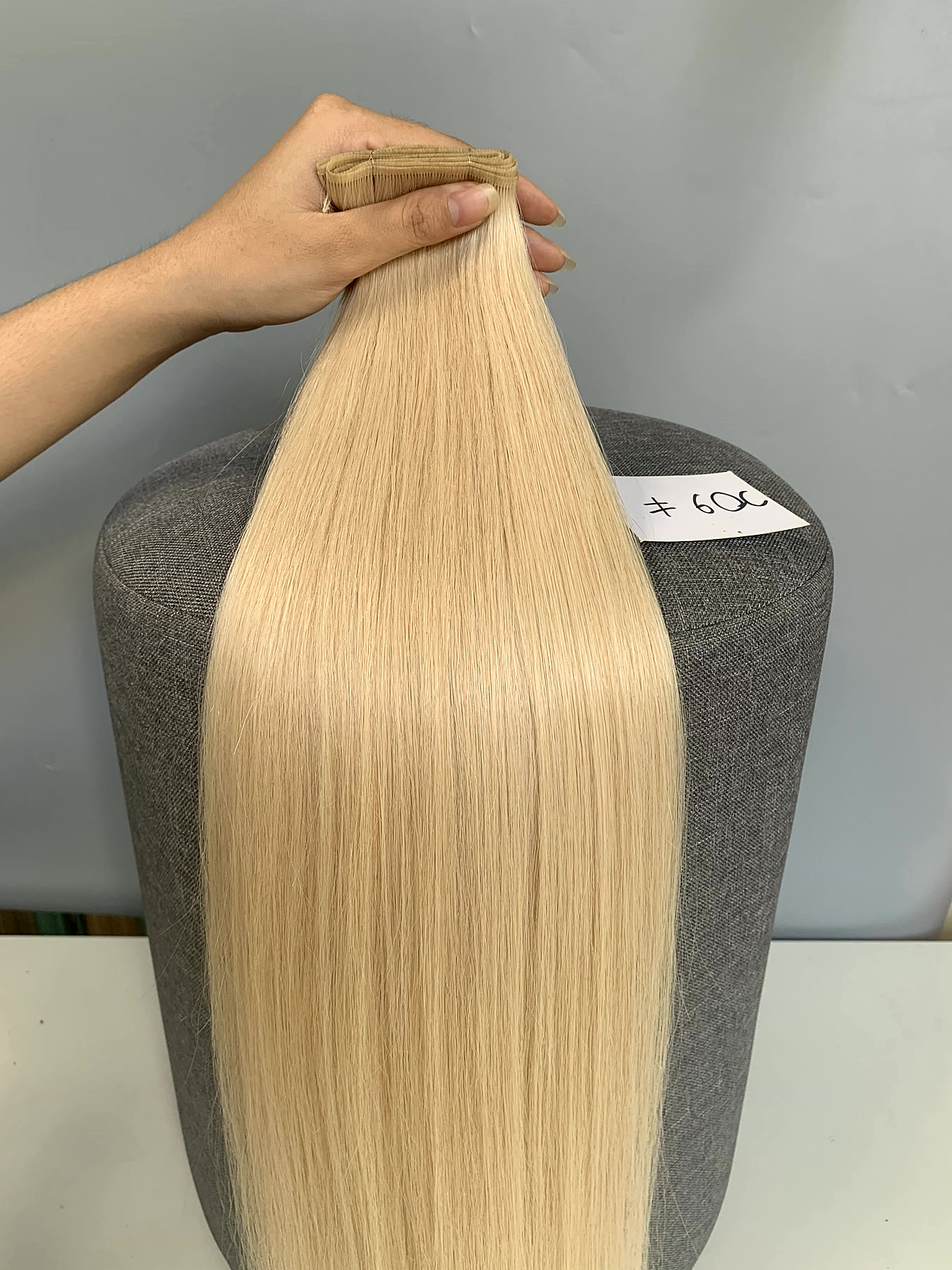 20 Inch Genius Weft Hair Extensions 2.5mm Silky Straight Super Double Drawn, 10 Shades 5 20 inch genius weft #60C blonde silky straight