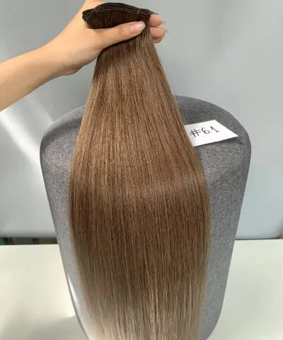 20 Inch Genius Weft Hair Extensions 2.5mm Silky Straight Super Double Drawn, 10 Shades 22 20 inch genius weft #61 silky straight brown