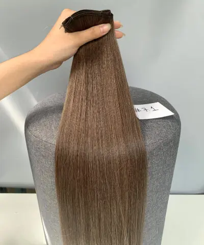20 Inch Genius Weft Hair Extensions 2.5mm Silky Straight Super Double Drawn, 10 Shades 23 20 inch genius weft #71 silky straight brown