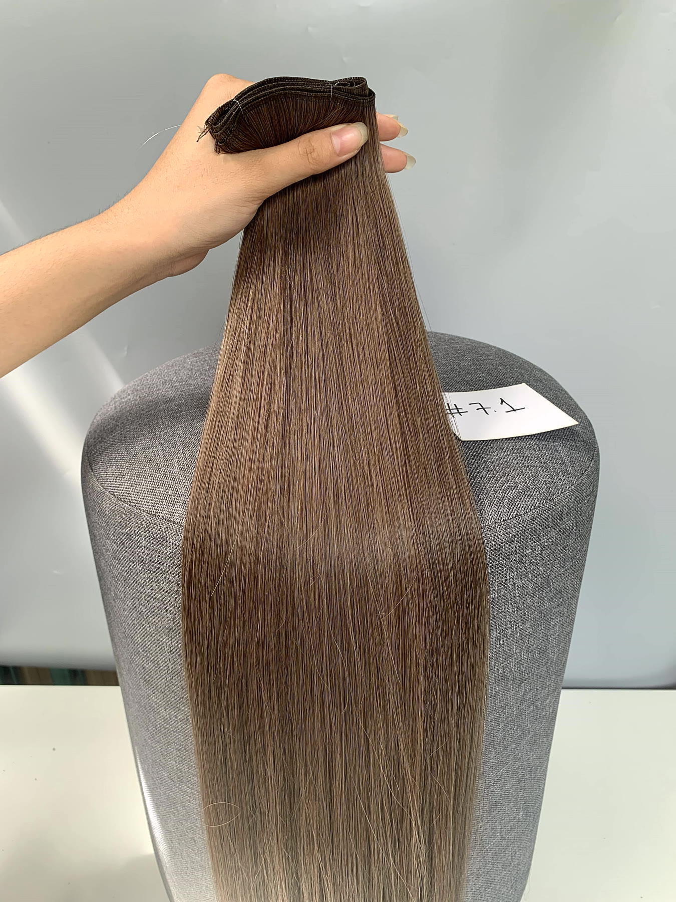 20 Inch Genius Weft Hair Extensions 2.5mm Silky Straight Super Double Drawn, 10 Shades 10 20 inch genius weft #71 silky straight brown