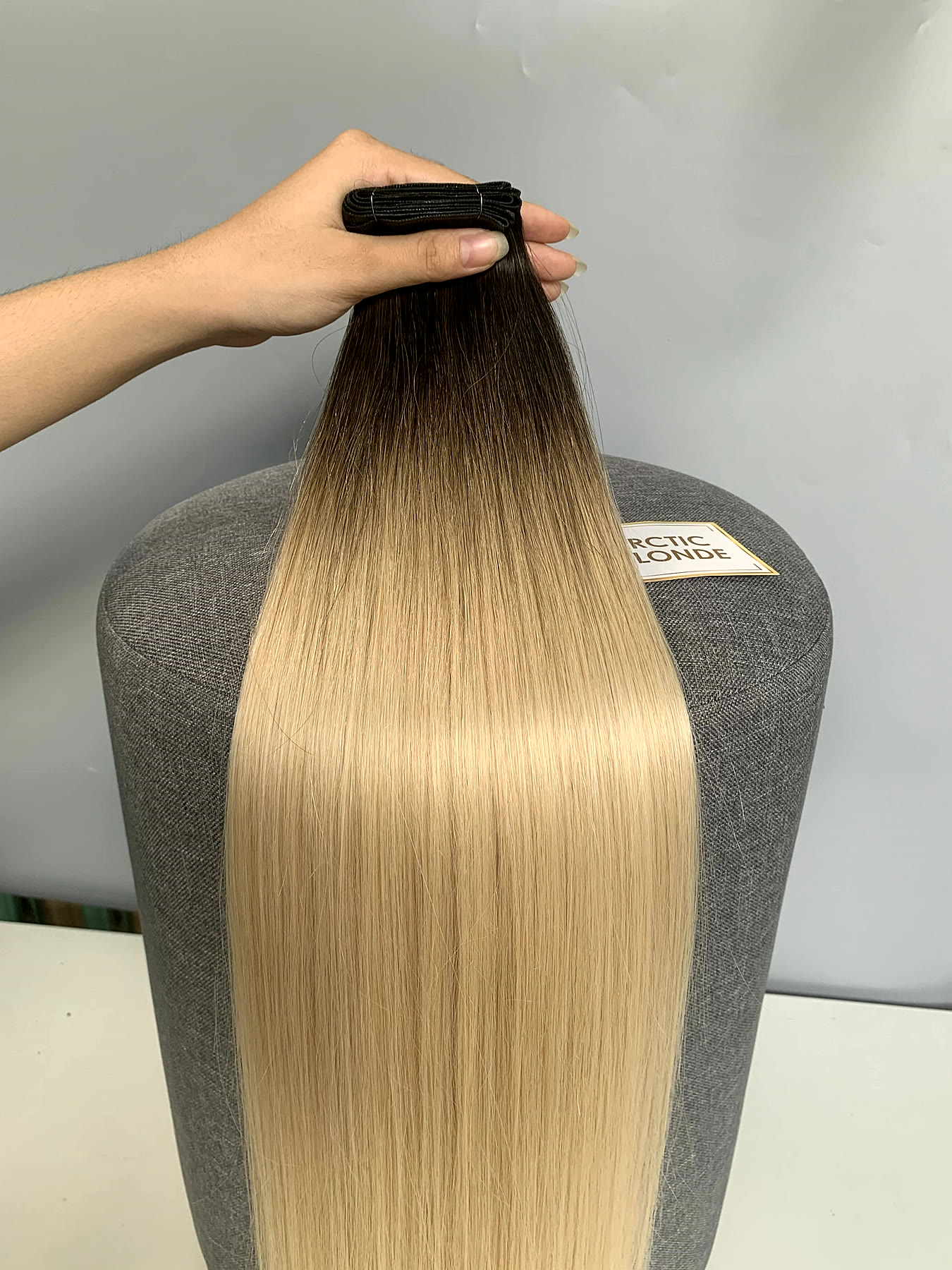 20 Inch Genius Weft Hair Extensions 2.5mm Silky Straight Super Double Drawn, 10 Shades 3 20 inch genius weft Arctic Blonde silky straight
