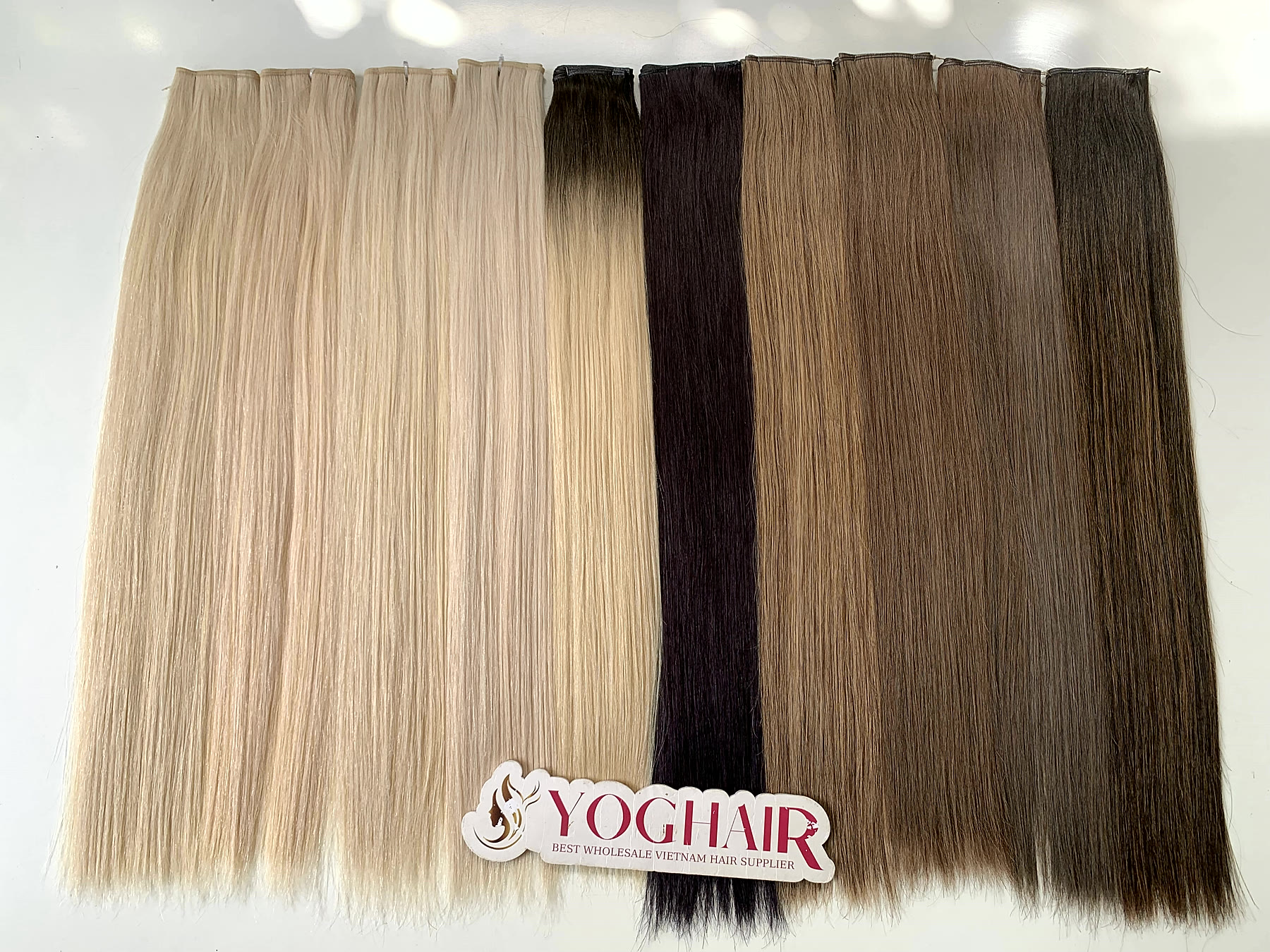 20 Inch Genius Weft Hair Extensions 2.5mm Silky Straight Super Double Drawn, 10 Shades 12 20 inch genius weft blonde and brown range