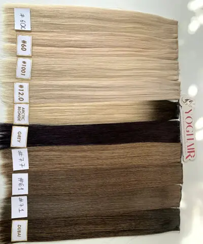 20 Inch Genius Weft Hair Extensions 2.5mm Silky Straight Super Double Drawn, 10 Shades 26 20 inch genius weft colour swatches by Govihair