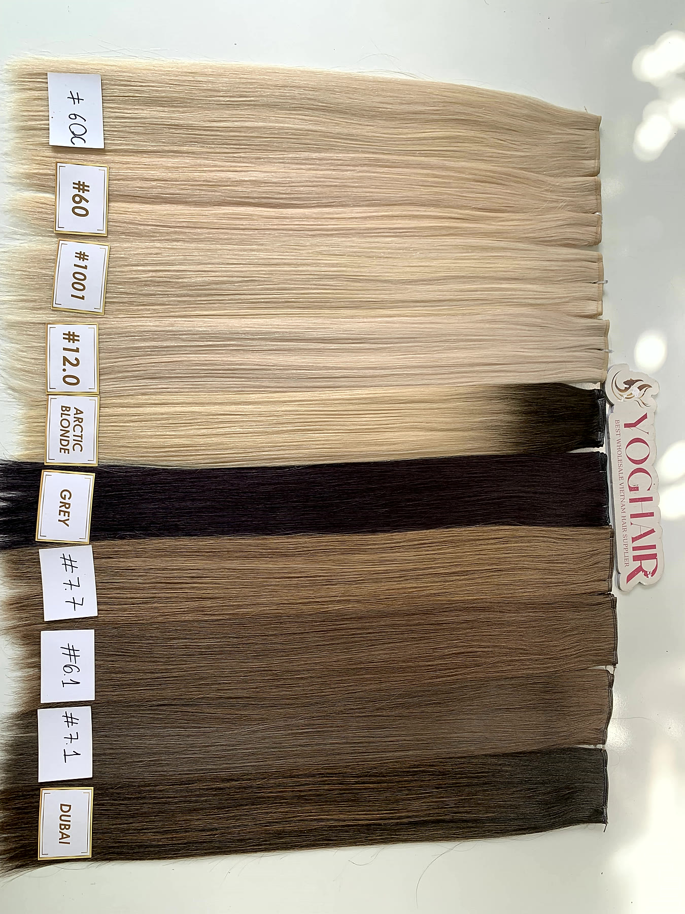 20 Inch Genius Weft Hair Extensions 2.5mm Silky Straight Super Double Drawn, 10 Shades 13 20 inch genius weft colour swatches by Govihair