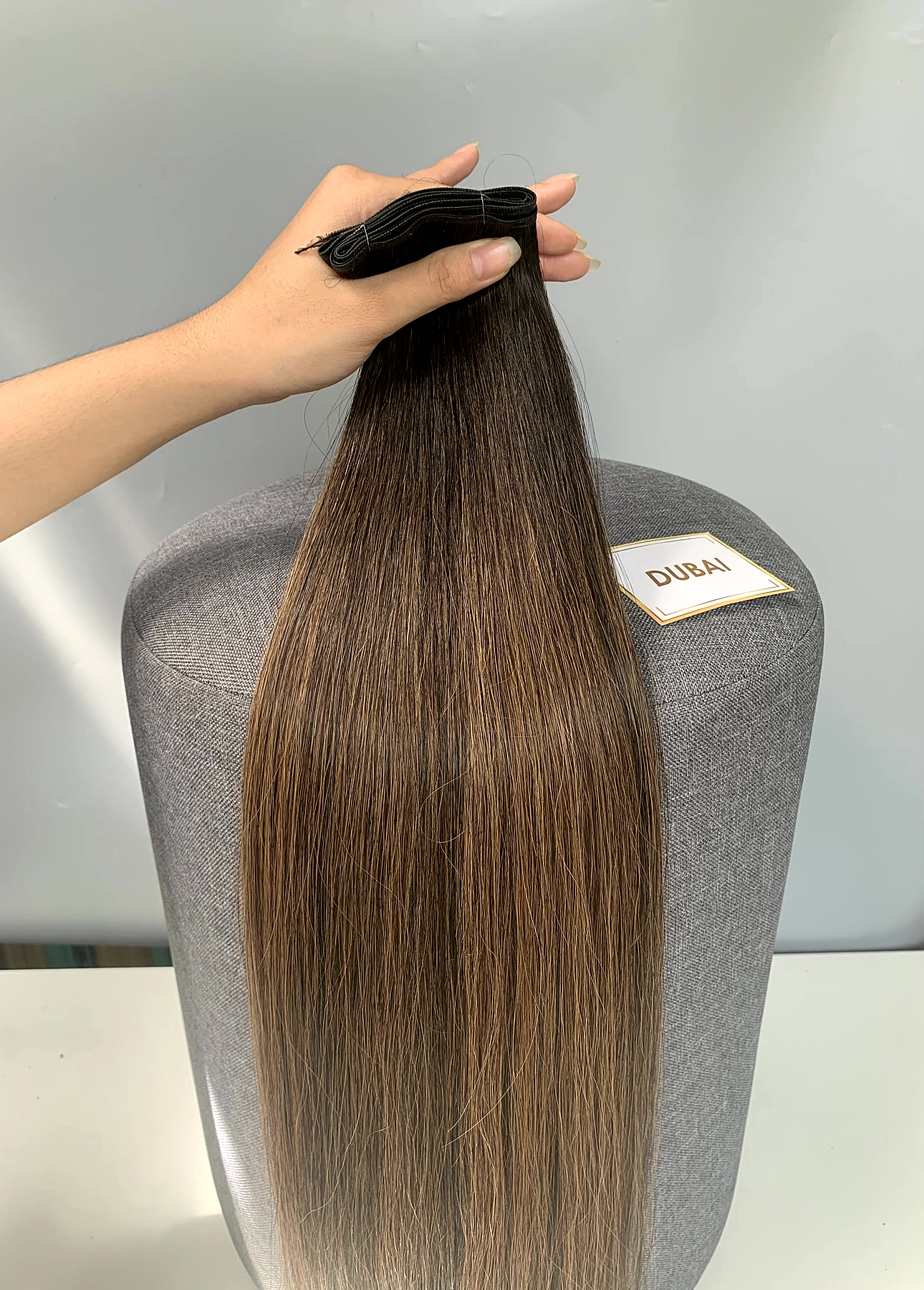 20 Inch Genius Weft Hair Extensions 2.5mm Silky Straight Super Double Drawn, 10 Shades 11 20 inch genius weft Dubai balayage silky straight