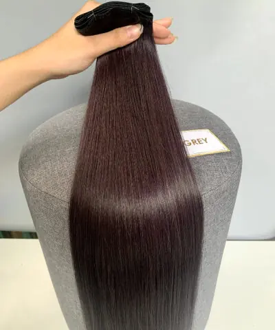 20 Inch Genius Weft Hair Extensions 2.5mm Silky Straight Super Double Drawn, 10 Shades 21 20 inch genius weft grey silky straight
