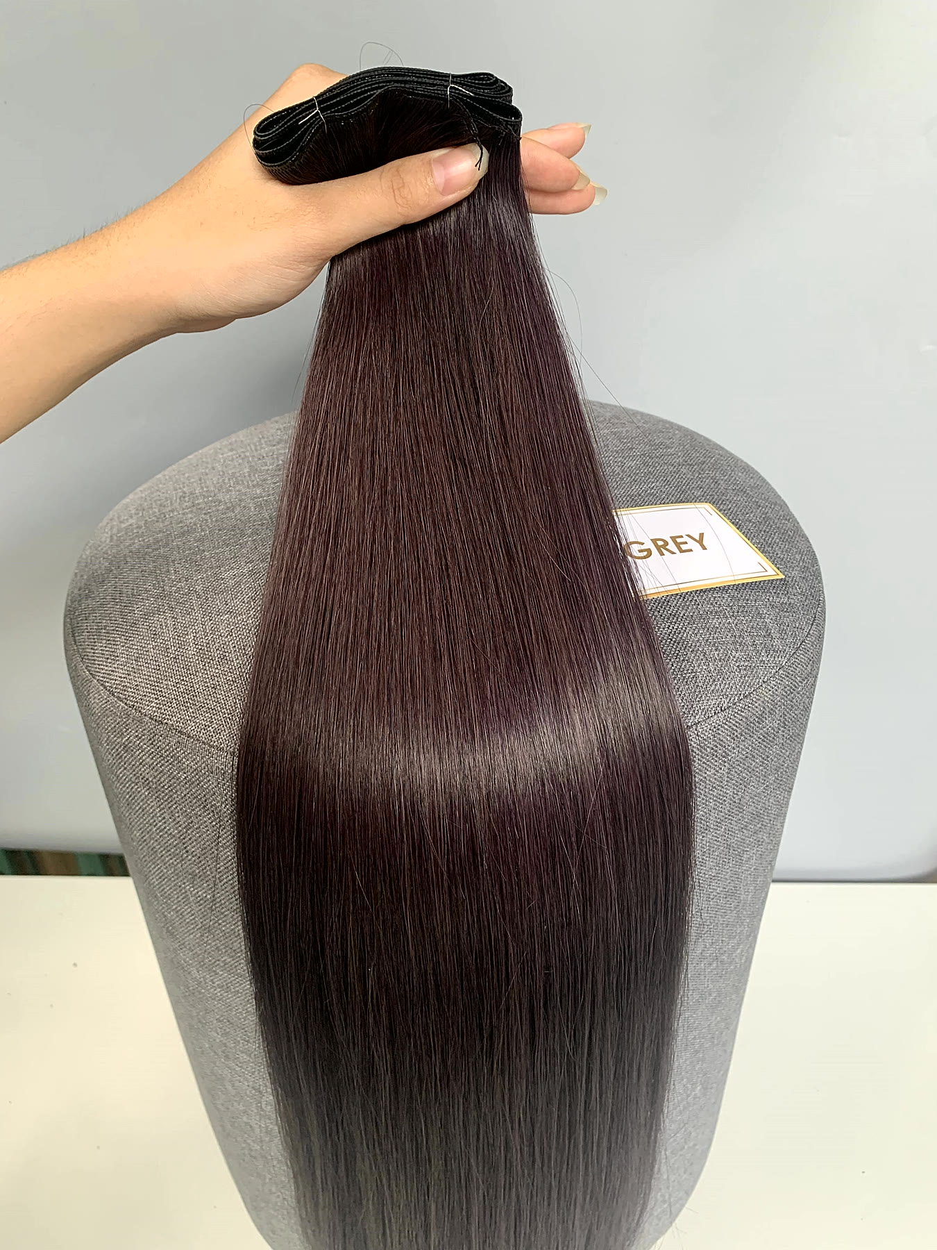 20 Inch Genius Weft Hair Extensions 2.5mm Silky Straight Super Double Drawn, 10 Shades 8 20 inch genius weft grey silky straight