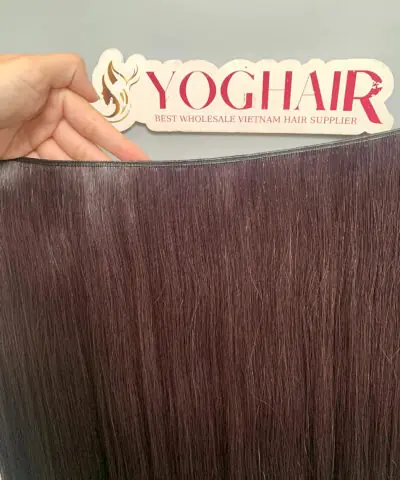 20 Inch Genius Weft Hair Extensions 2.5mm Silky Straight Super Double Drawn, 10 Shades 27 20 inch genius weft grey close up