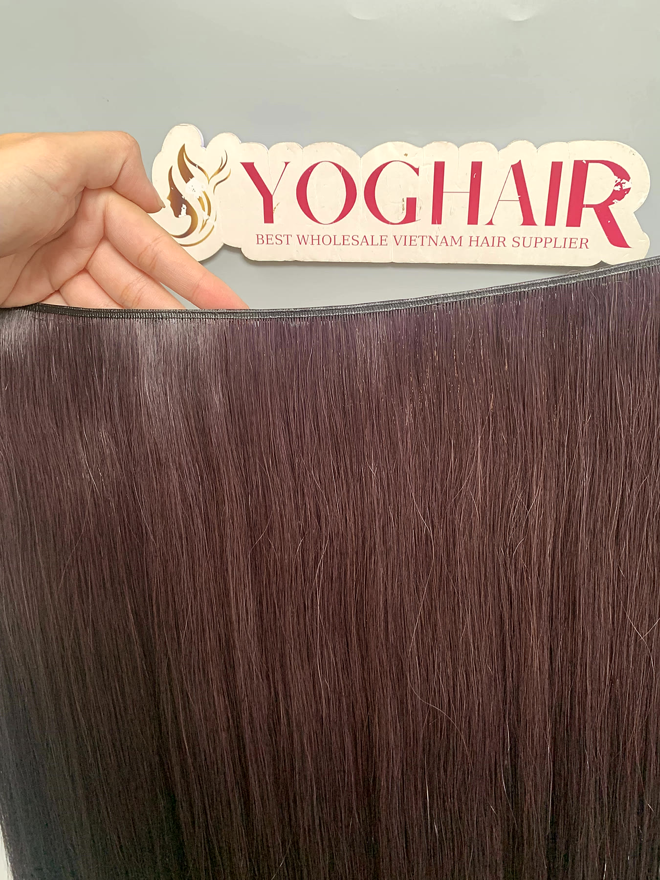 20 Inch Genius Weft Hair Extensions 2.5mm Silky Straight Super Double Drawn, 10 Shades 14 20 inch genius weft grey close up