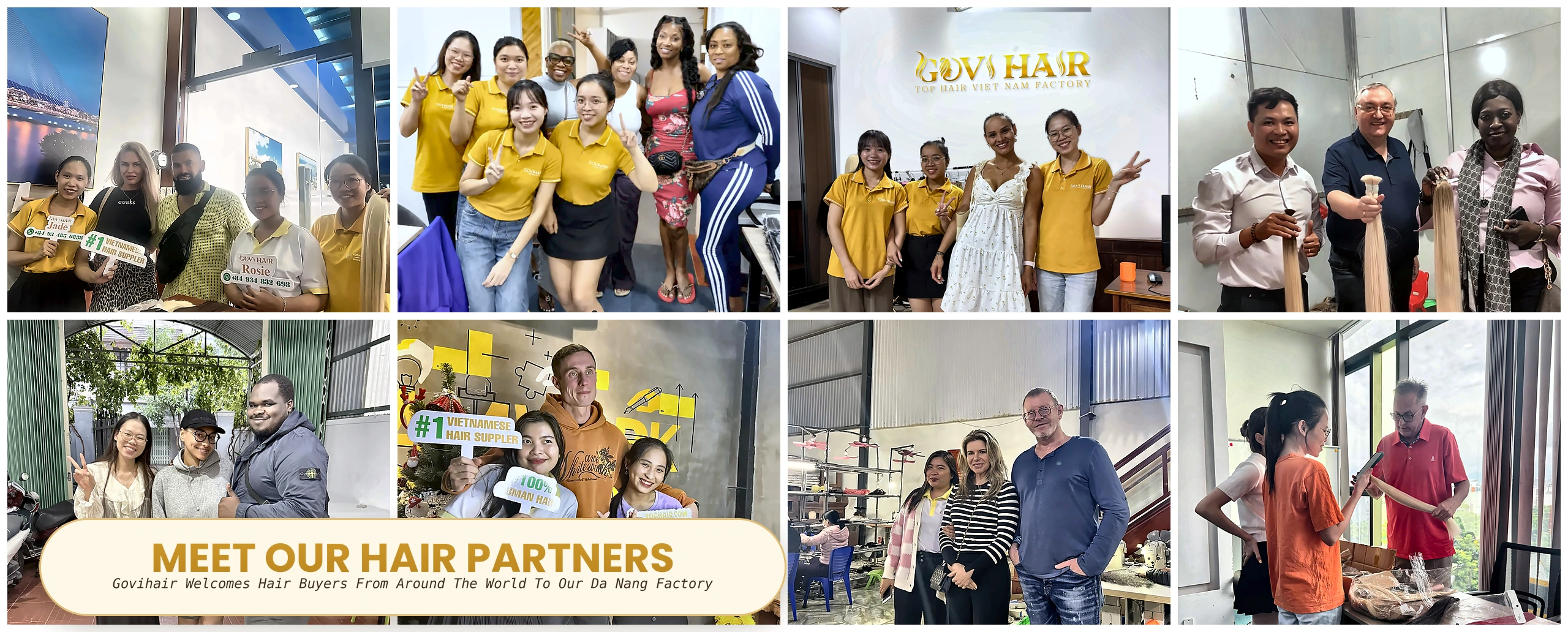 Govihair team meeting wholesale hair partners and buyers at the Da Nang factory