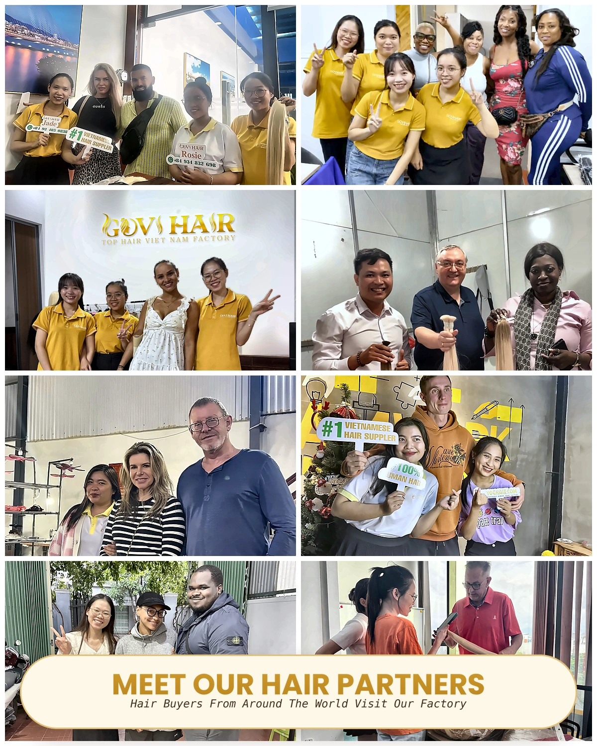 Govihair team meeting wholesale hair partners and buyers at the Da Nang factory
