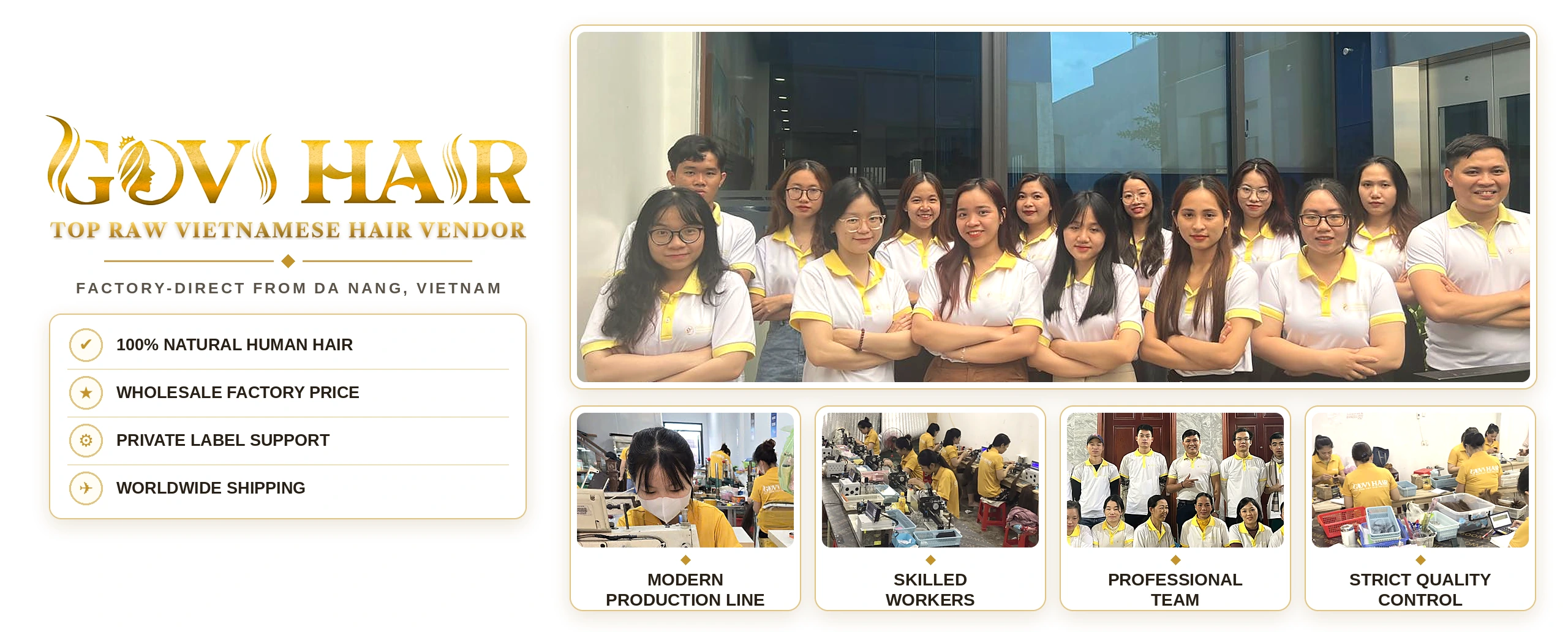 Govihair team and workshop in Da Nang - top raw Vietnamese hair vendor
