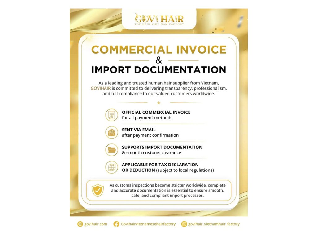 Commercial invoice and import documents from Govihair