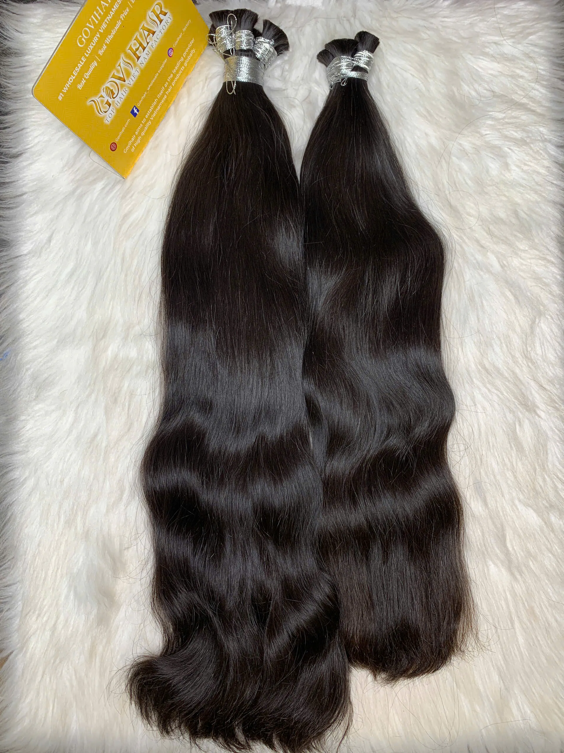 Straight Bulk Human Hair for Braiding 28 Inch #1B Natural Color - Image 3