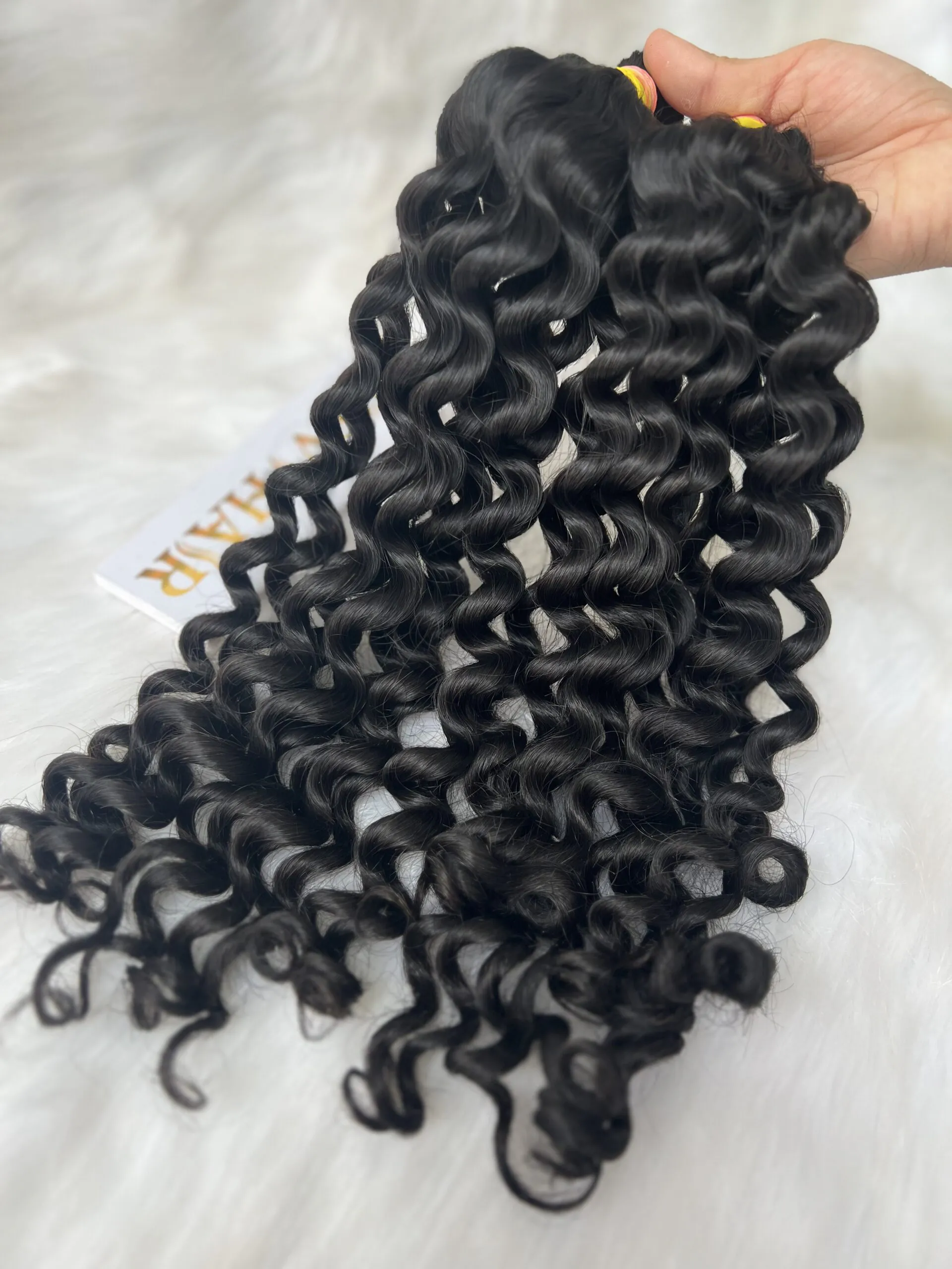 Deep Curly Bulk Human Hair for Braiding 20 Inch #1 Jet Black Color